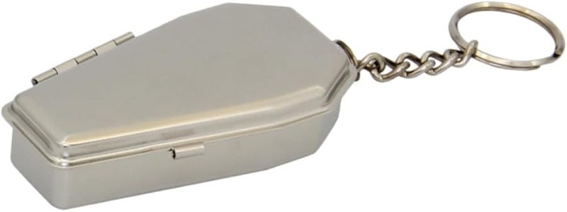 Metal Coffin Shaped Portable Ashtray Keychain for Outdoor Travel Camping Home Decorative Keyring - Image 1